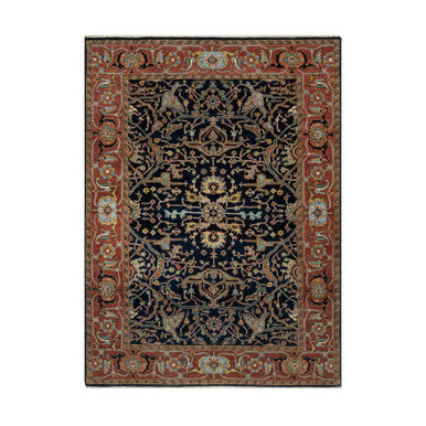 Traditional Wool Hand Knotted Rug Blue 5.1X7.2  -O091087