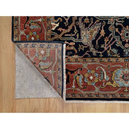 Traditional Wool Hand Knotted Rug Blue 5.1X7.2  -O091087