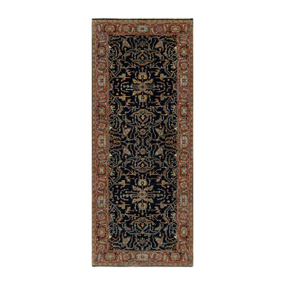 Traditional Wool Hand Knotted Rug Blue 4.2X10.2-O091088