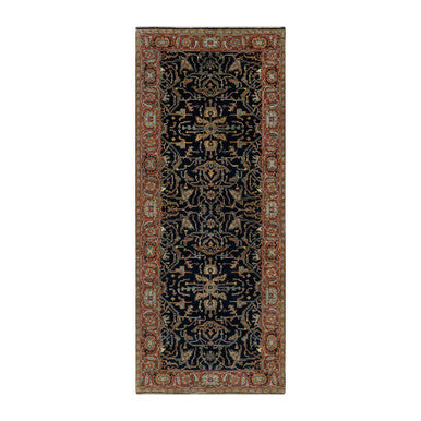 Traditional Wool Hand Knotted Rug Blue 4.2X10.2-O091088