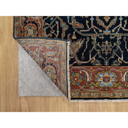 Traditional Wool Hand Knotted Rug Blue 4.2X10.2-O091088
