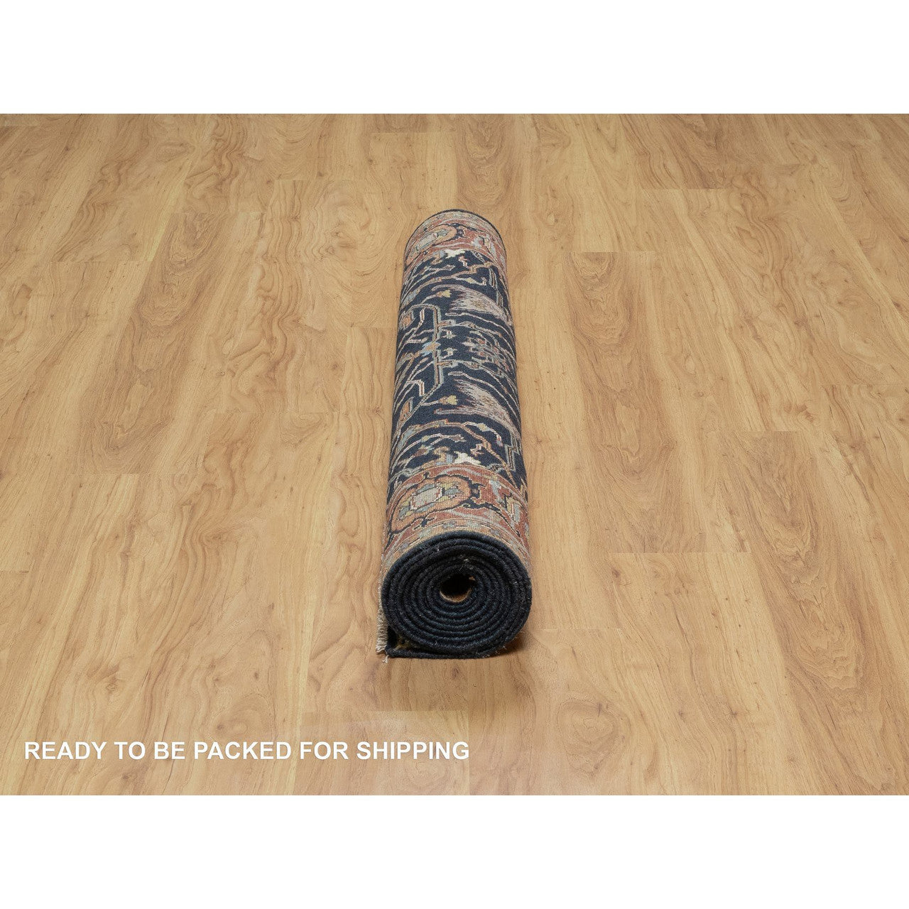 Blue 4'2" x 10'2" Traditional Hand knotted Wool Rug - Sku: O091088