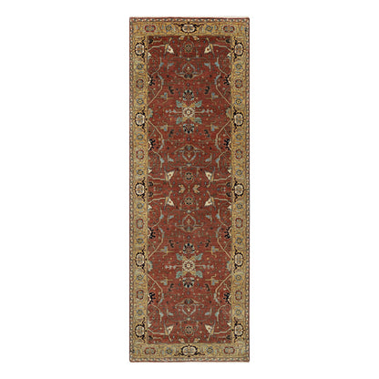 Traditional Wool Hand Knotted Rug Red 4.2X12.1  -O091090