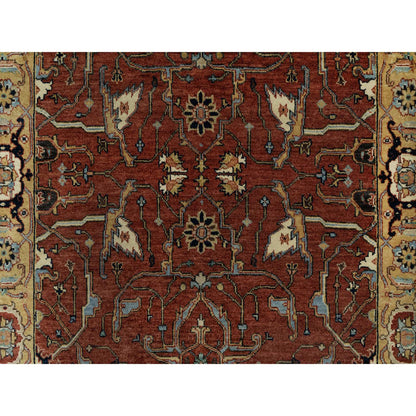 Traditional Wool Hand Knotted Rug Red 4.2X12.1  -O091090