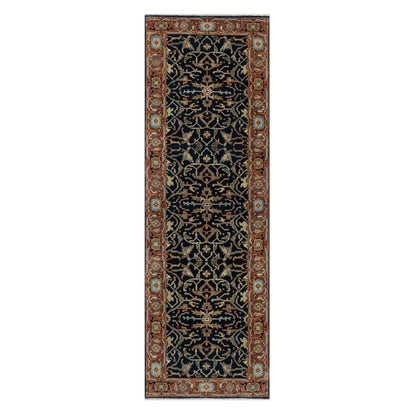 Traditional Wool Hand Knotted Rug Blue 2.6X8.1  -O091092