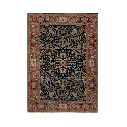 Traditional Wool Hand Knotted Rug Blue 5.0X7.2  -O091099