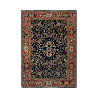 Traditional Wool Hand Knotted Rug Blue 5.0X7.2  -O091099