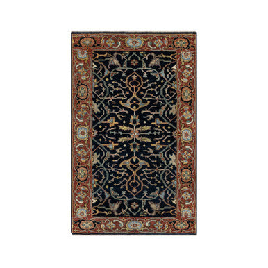 Traditional Wool Hand Knotted Rug Blue 2.8X5.2  -O091100