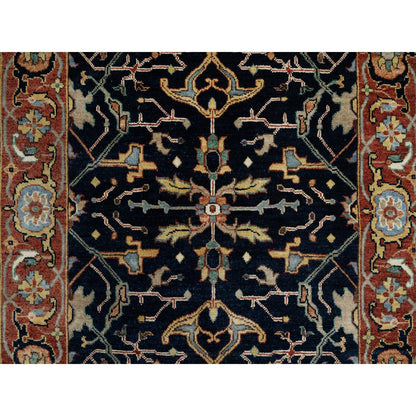 Traditional Wool Hand Knotted Rug Blue 2.8X5.2  -O091100