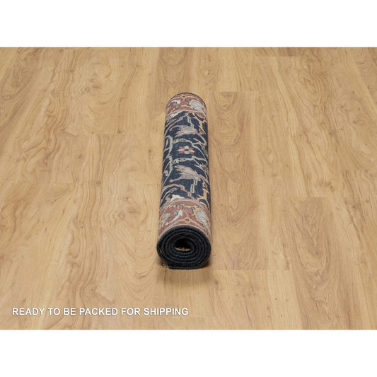 Traditional Wool Hand Knotted Rug Blue 2.8X5.2  -O091100