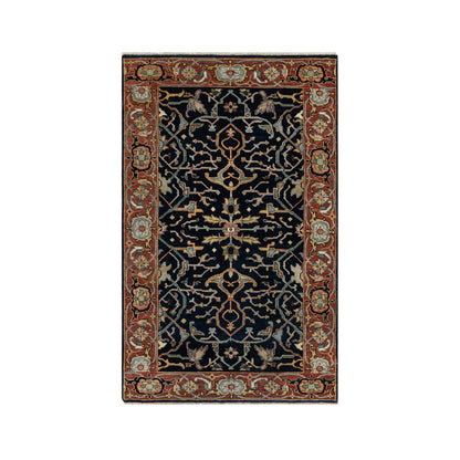 Traditional Wool Hand Knotted Rug Blue 3.1X5.2  -O091101