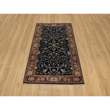 Traditional Wool Hand Knotted Rug Blue 3.1X5.2  -O091101