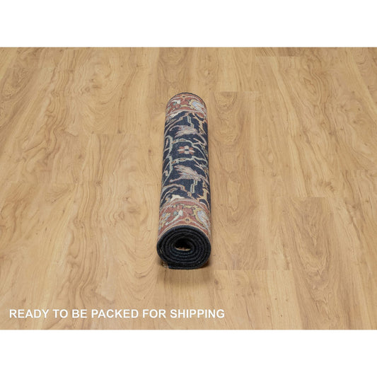 Traditional Wool Hand Knotted Rug Blue 3.1X5.2  -O091101