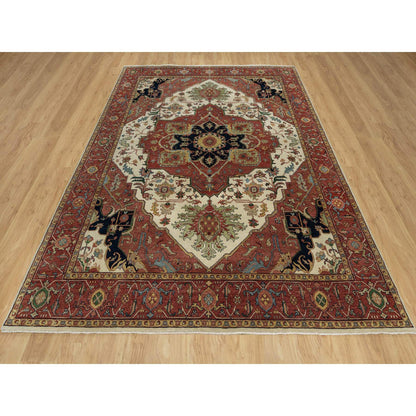 Traditional Wool Hand Knotted Rug Ivory 8.2X10.2  -O091104