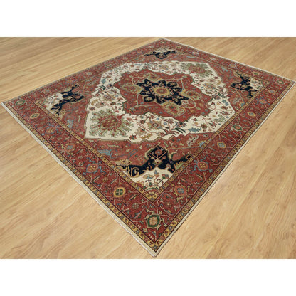 Traditional Wool Hand Knotted Rug Ivory 8.2X10.2  -O091104