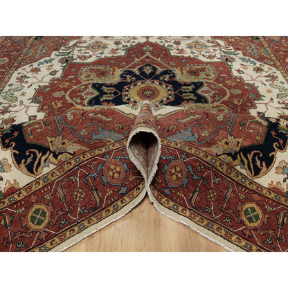 Traditional Wool Hand Knotted Rug Ivory 8.2X10.2  -O091104