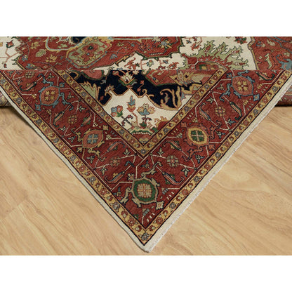 Traditional Wool Hand Knotted Rug Ivory 8.2X10.2  -O091104