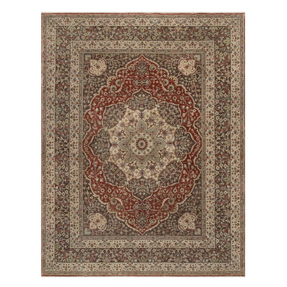 Traditional Wool Hand Knotted Rug Red 7.10X10.1  -O091105