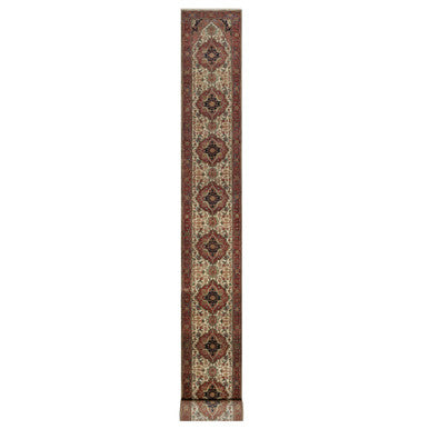 Traditional Wool Hand Knotted Rug Ivory 2.6X28.1  -O091106