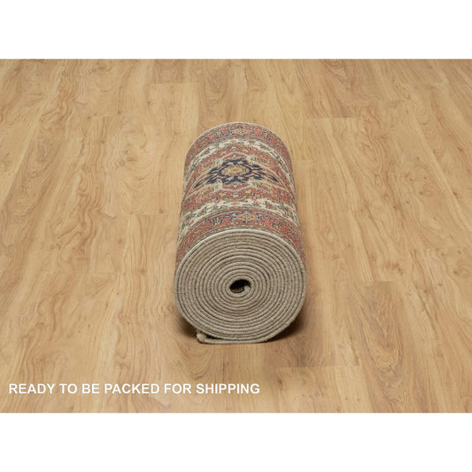 Traditional Wool Hand Knotted Rug Ivory 2.6X28.1  -O091106