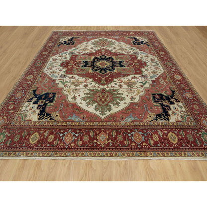 Traditional Wool Hand Knotted Rug Ivory 12.0X12.3  -O091107