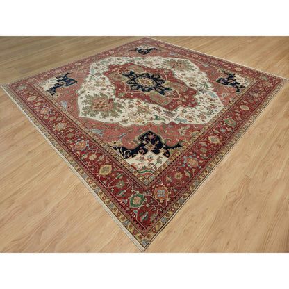 Traditional Wool Hand Knotted Rug Ivory 12.0X12.3  -O091107