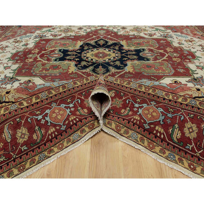 Traditional Wool Hand Knotted Rug Ivory 12.0X12.3  -O091107
