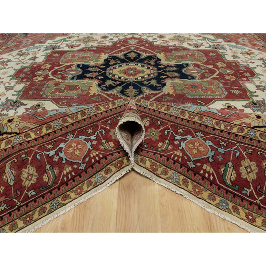 Traditional Wool Hand Knotted Rug Ivory 12.0X12.3  -O091107
