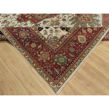 Traditional Wool Hand Knotted Rug Ivory 12.0X12.3  -O091107