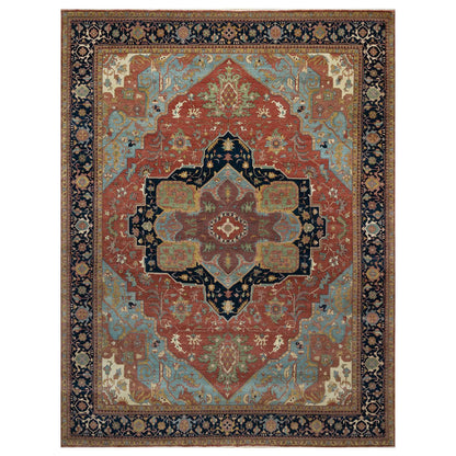Traditional Wool Hand Knotted Rug Red 11.9X15.4  -O091109