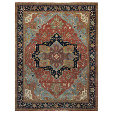 Traditional Wool Hand Knotted Rug Red 11.9X15.4  -O091109