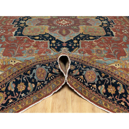 Traditional Wool Hand Knotted Rug Red 11.9X15.4  -O091109