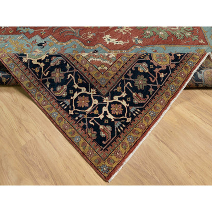 Traditional Wool Hand Knotted Rug Red 11.9X15.4  -O091109