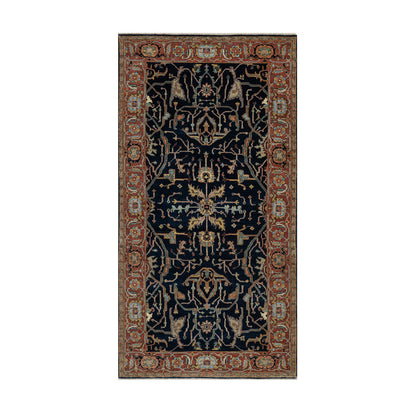 Traditional Wool Hand Knotted Rug Blue 4.2X8.1  -O091110