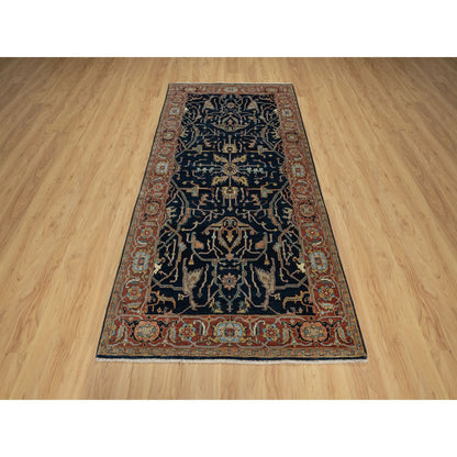 Traditional Wool Hand Knotted Rug Blue 4.2X8.1  -O091110