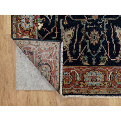 Traditional Wool Hand Knotted Rug Blue 4.2X8.1  -O091110