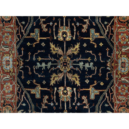 Traditional Wool Hand Knotted Rug Blue 4.2X8.1  -O091110