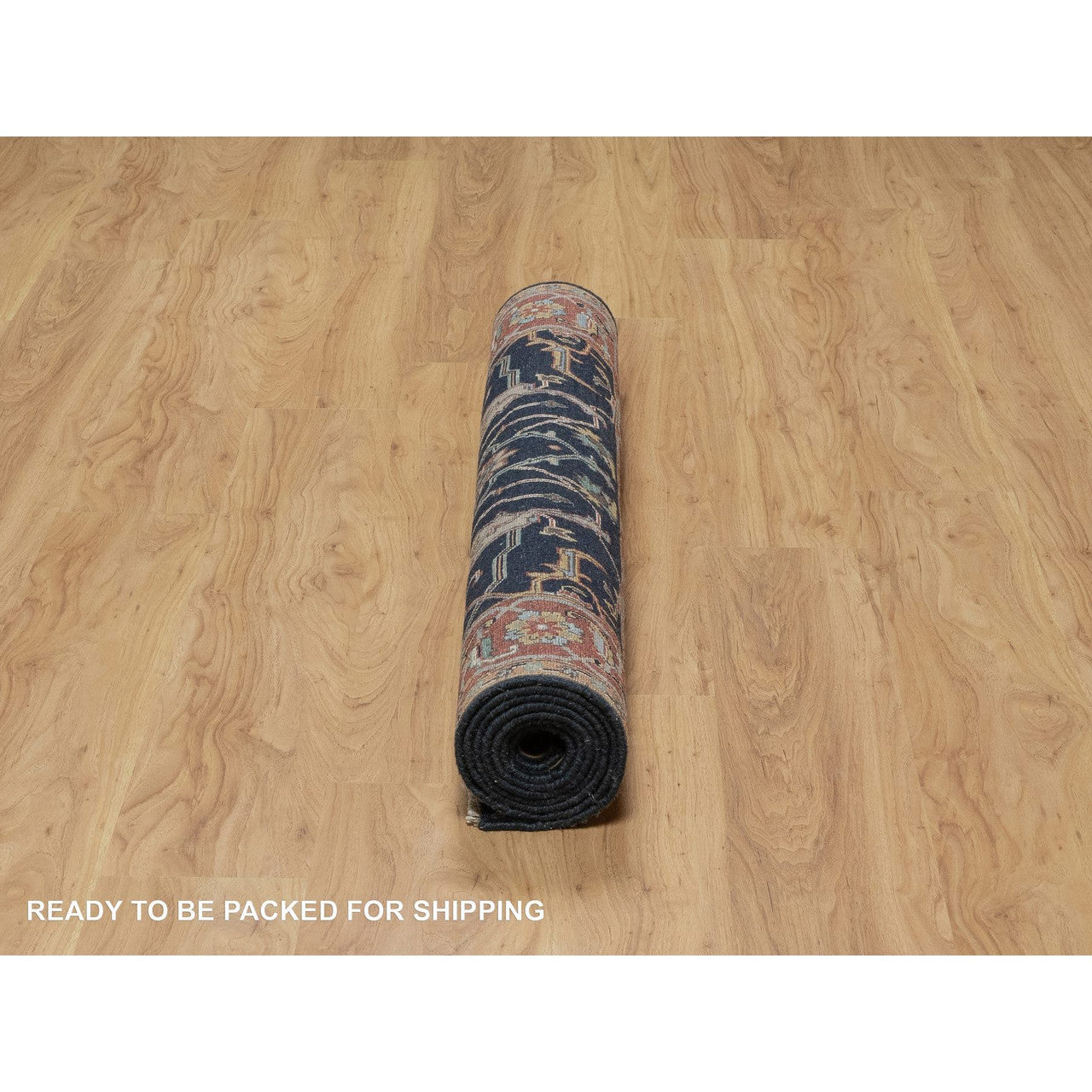 Blue 4'2" x 8'1" Traditional Hand knotted Wool Rug - Sku: O091110