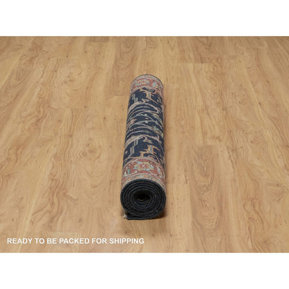 Traditional Wool Hand Knotted Rug Blue 4.2X8.1  -O091110