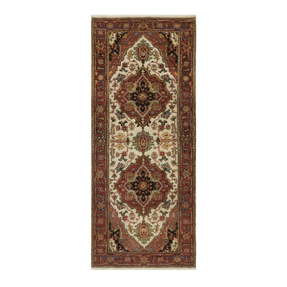 Traditional Wool Hand Knotted Rug Ivory 2.7X6.2  -O091111