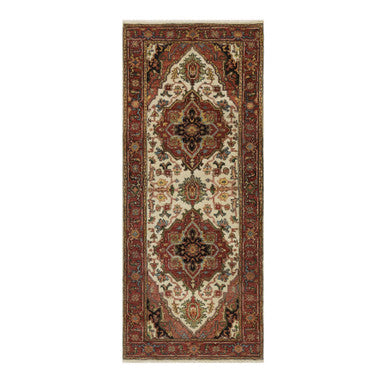 Traditional Wool Hand Knotted Rug Ivory 2.7X6.2  -O091111