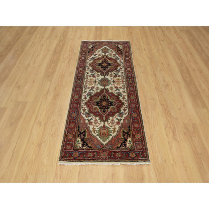 Traditional Wool Hand Knotted Rug Ivory 2.7X6.2  -O091111