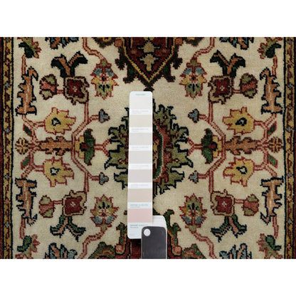 Traditional Wool Hand Knotted Rug Ivory 2.7X6.2  -O091111