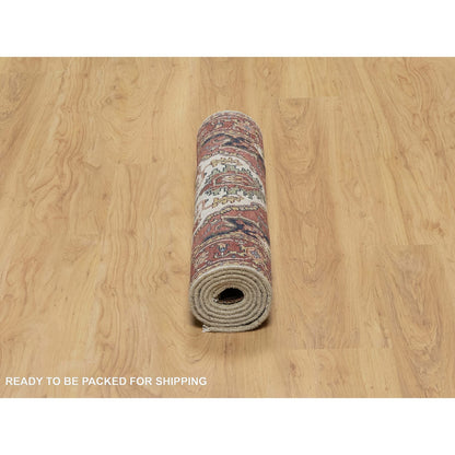 Traditional Wool Hand Knotted Rug Ivory 2.7X6.2  -O091111