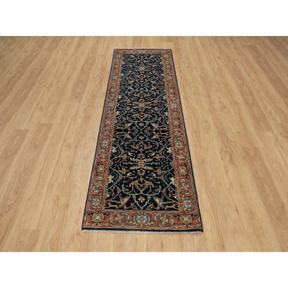 Traditional Wool Hand Knotted Rug Blue 2.6X8.1  -O091113