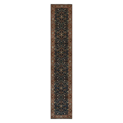 Traditional Wool Hand Knotted Rug Blue 2.6X14.1  -O091115