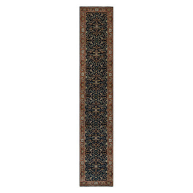 Traditional Wool Hand Knotted Rug Blue 2.6X14.1  -O091115