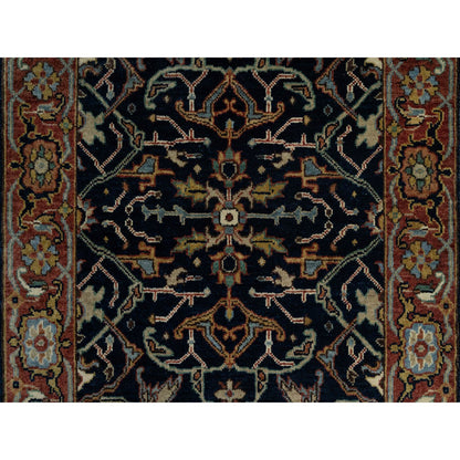 Traditional Wool Hand Knotted Rug Blue 2.6X14.1  -O091115