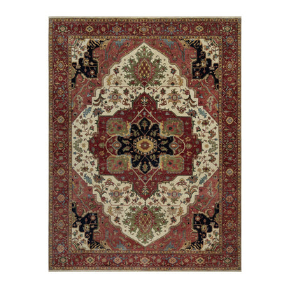 Traditional Wool Hand Knotted Rug Ivory 8.0X10.3  -O091116