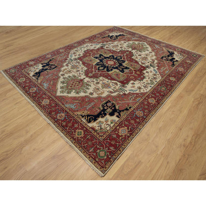 Traditional Wool Hand Knotted Rug Ivory 8.0X10.3  -O091116